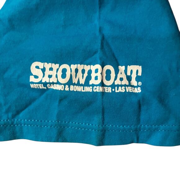Vintage Showboat Super Star Bingo Las Vegas Casino Tee XL Turquoise Retro - Picture 4 of 12